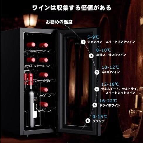 新品 12本収納 ワインセラー ペルチェ静音式　縦置き横置き対応 ショーケース