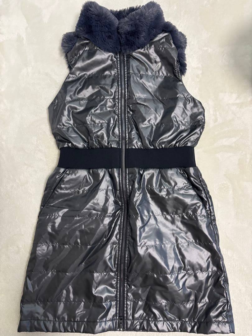 マスターバニーエディション ダウンワンピース ファー付き ネイビー