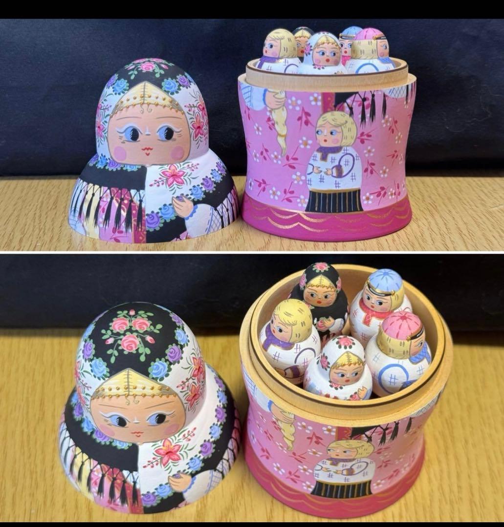 新品　ロシア　アーティスト　ダリア　ミッチィナ作品。マトリョーシカ。6体。