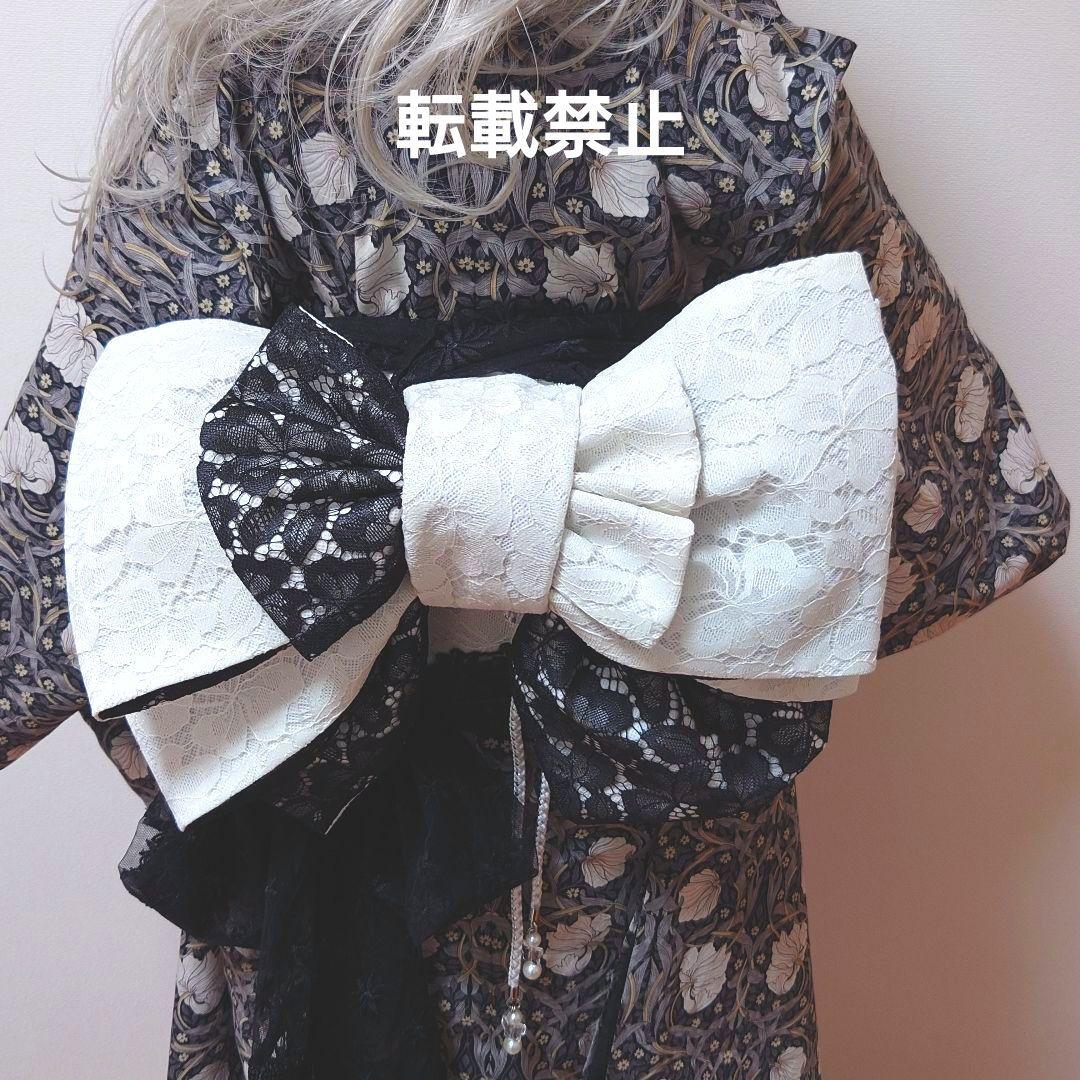 ７歳　ピンパネルブラック着物とレース帯