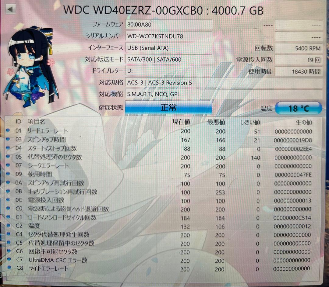 動作確認済 4TB HDD 5台セット 20TB