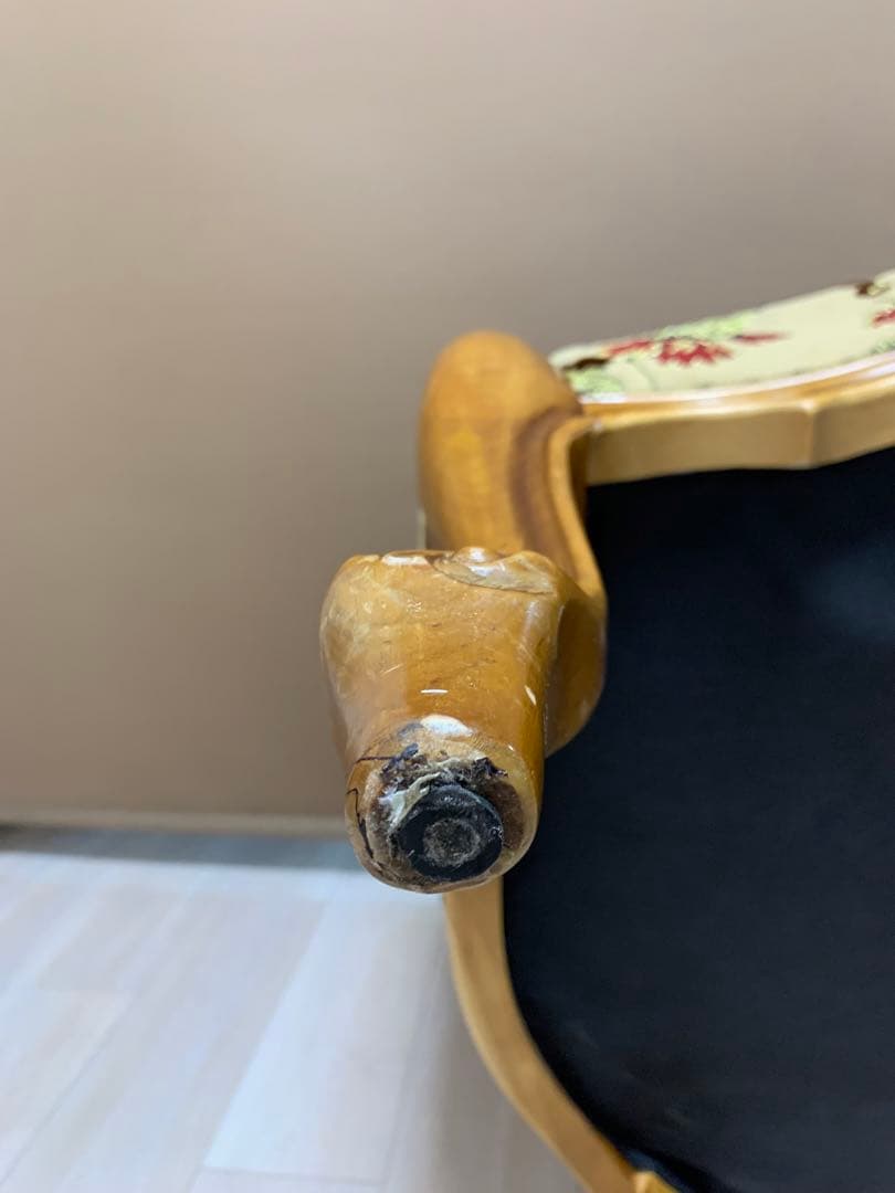 イタリア製 ヴィンテージ　ソファ 金華山　猫脚　ロココ調　輸入家具　チェア