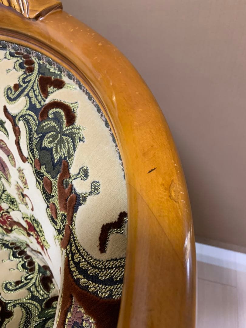 イタリア製 ヴィンテージ　ソファ 金華山　猫脚　ロココ調　輸入家具　チェア