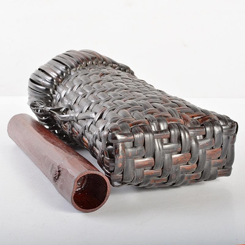 茶道具　籠師　鈴木竹朋斎作　ナタ籠　掛花籠　共箱　D　R6329