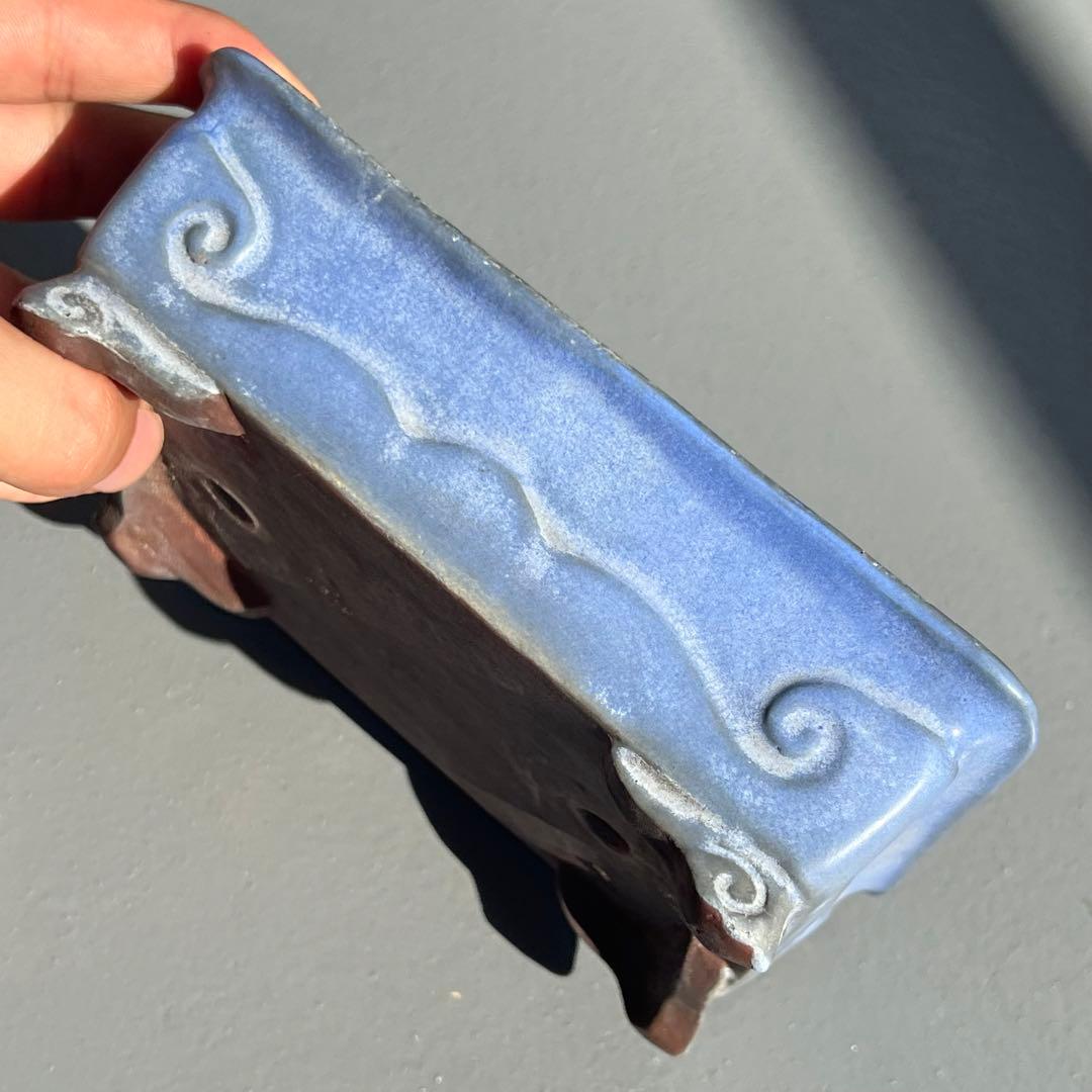 624.均釉雲足長方鉢 盆栽鉢 植木鉢 文革鉢 15*10.5*5cm