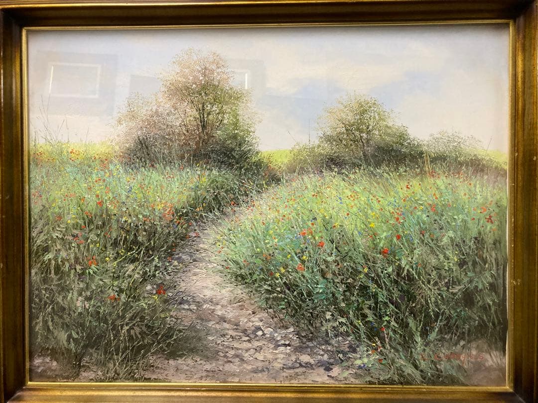 油彩 肉筆(仮)山路にて 【J C Cubaynes】フランス人作家 印象派風