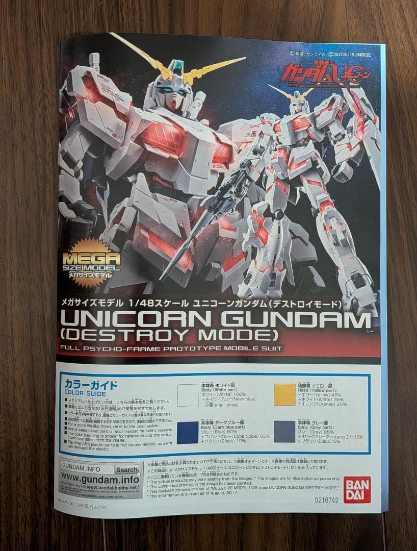 メガサイズ　ユニコーンガンダム（ヘッドディスプレイ２種付き）素組み