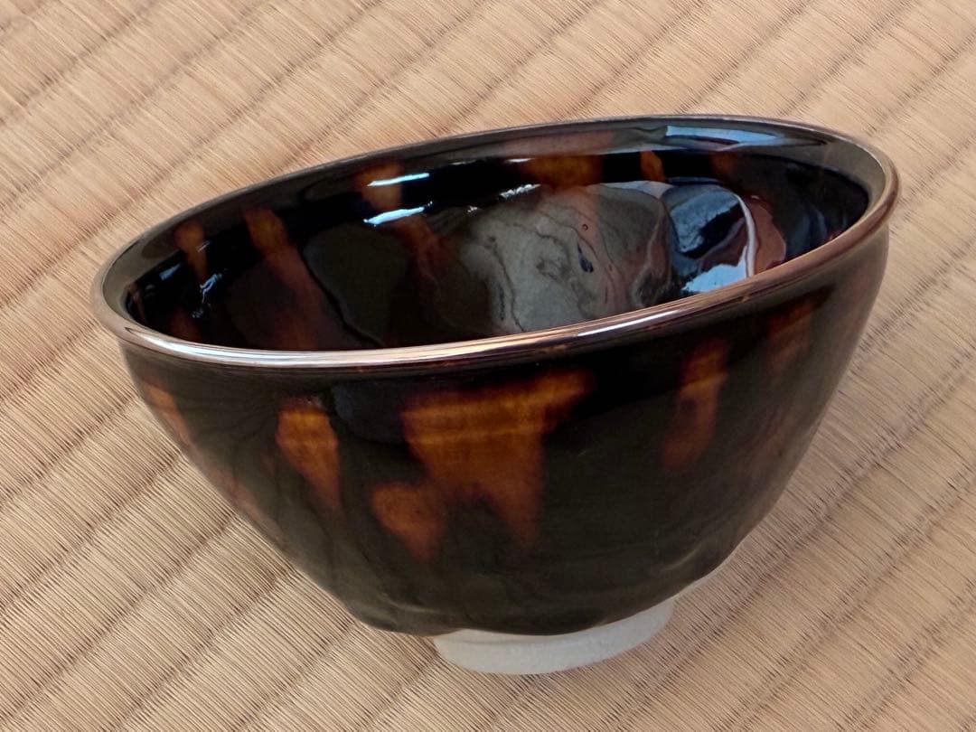 茶道具　中国伝来の写し『玳皮 鼈甲(べっこう)天目茶碗』　洛東 桶谷定一作