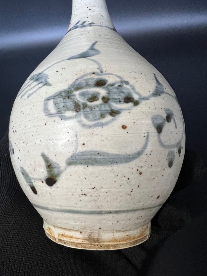 江戸後期〜幕末 伊万里 白磁染付 鶴首徳利（花入） 民藝 古美術骨董◎古道具庵々