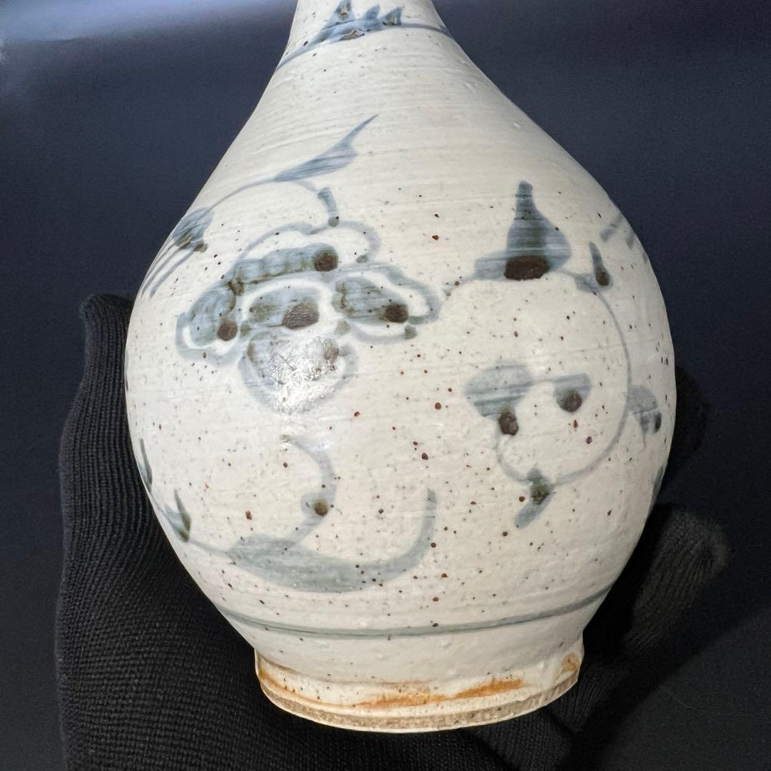 江戸後期〜幕末 伊万里 白磁染付 鶴首徳利（花入） 民藝 古美術骨董◎古道具庵々