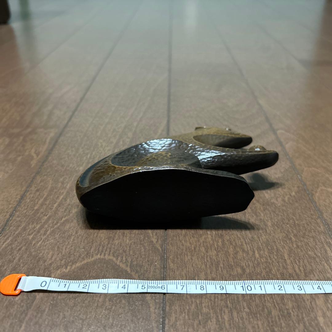 宝珠子置物　金属製ネズミの置物 木箱付き 約14cm