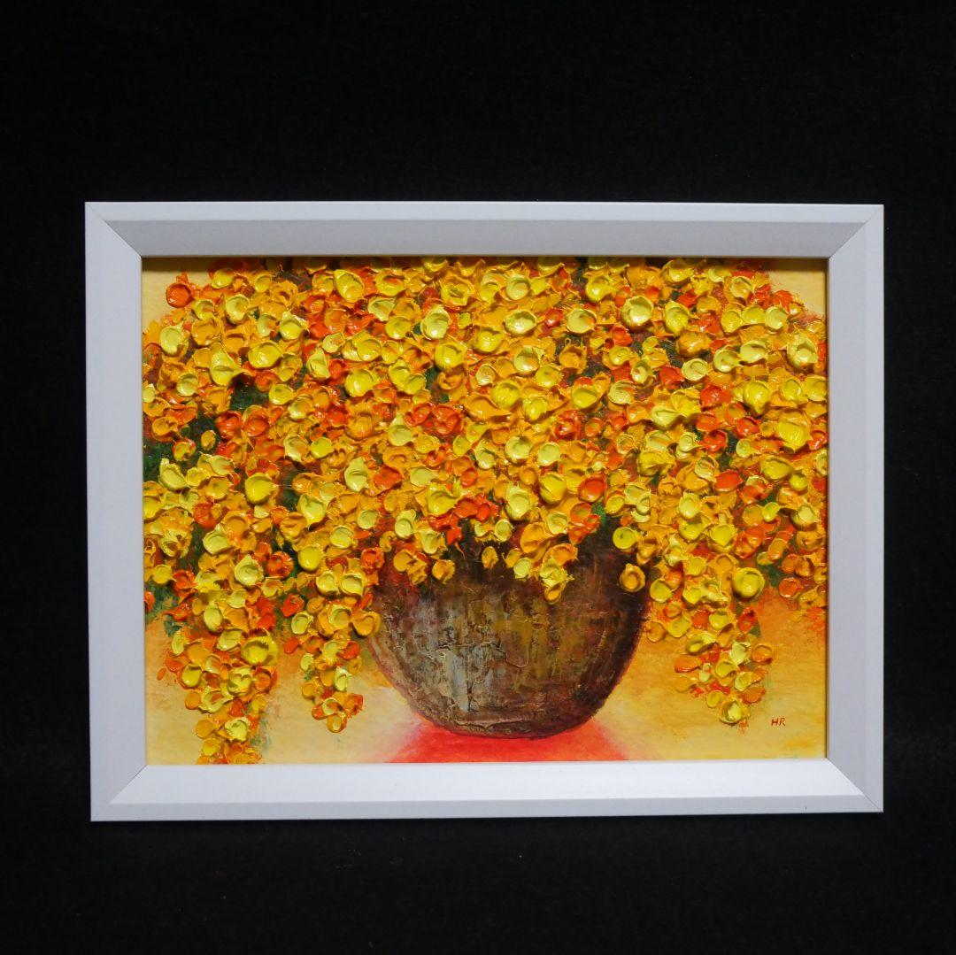 油絵 油彩 油彩画 絵 絵画 ミニ絵画【ミモザ】