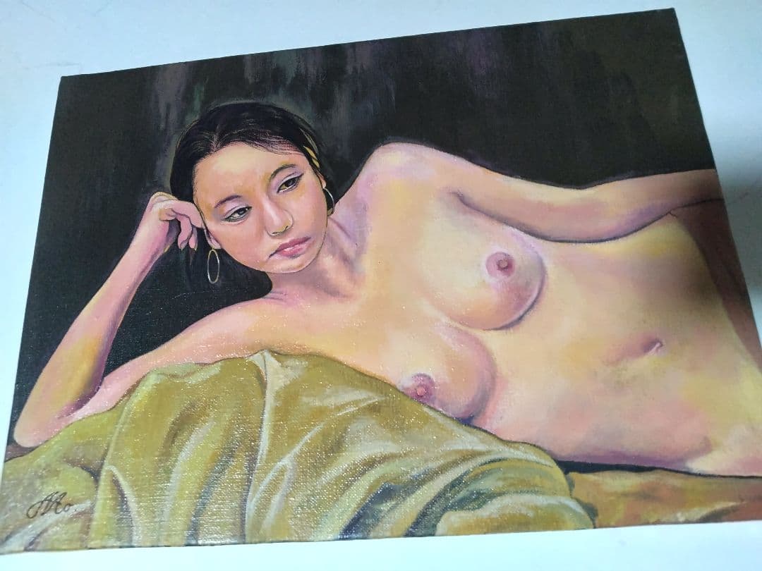 森本草介、絵画、油彩4F、裸婦NudeWoman、高級額縁、肉筆、高塚省吾。