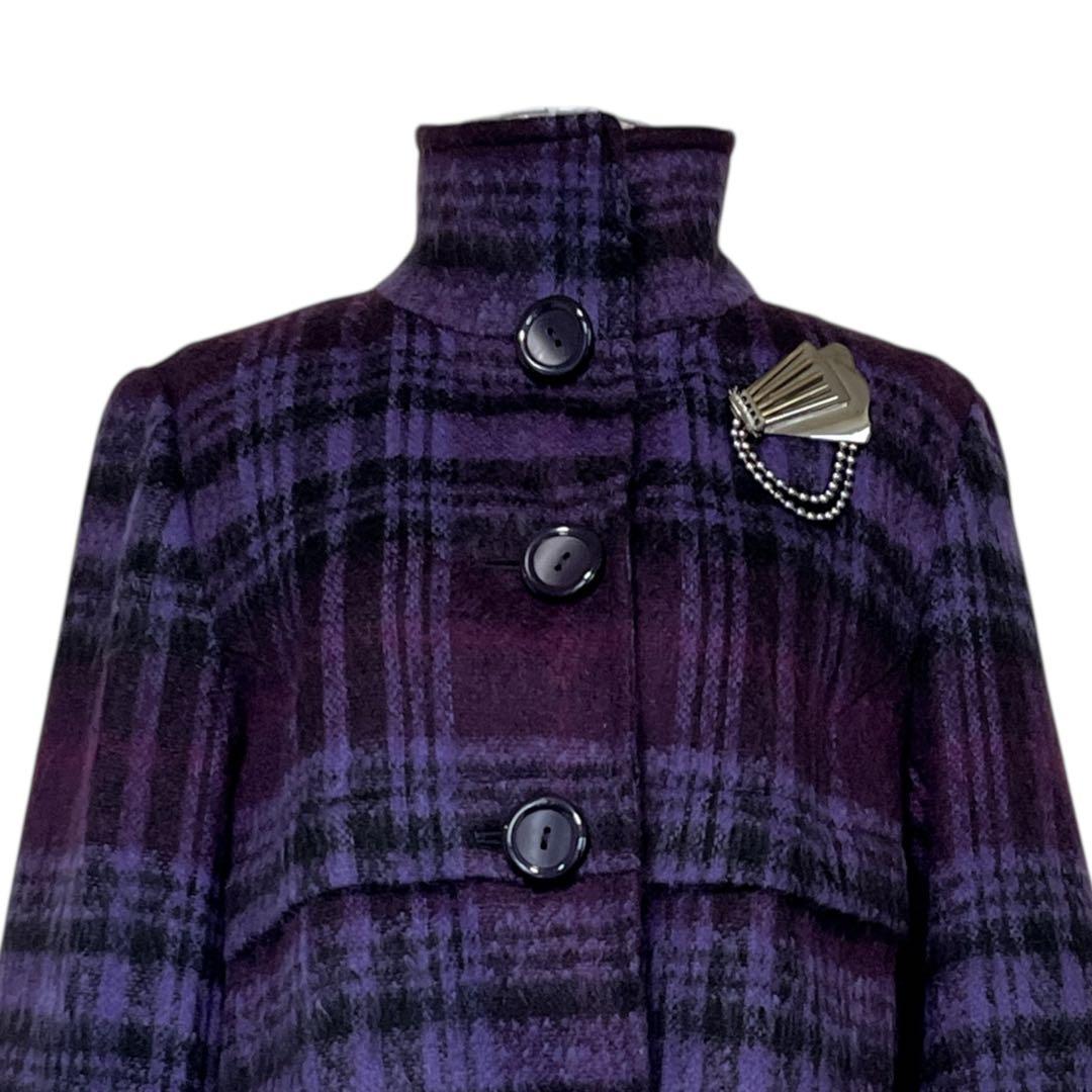 【新品】JUNO ジャケットコート　モヘア混　2way パープル　紫　軽量