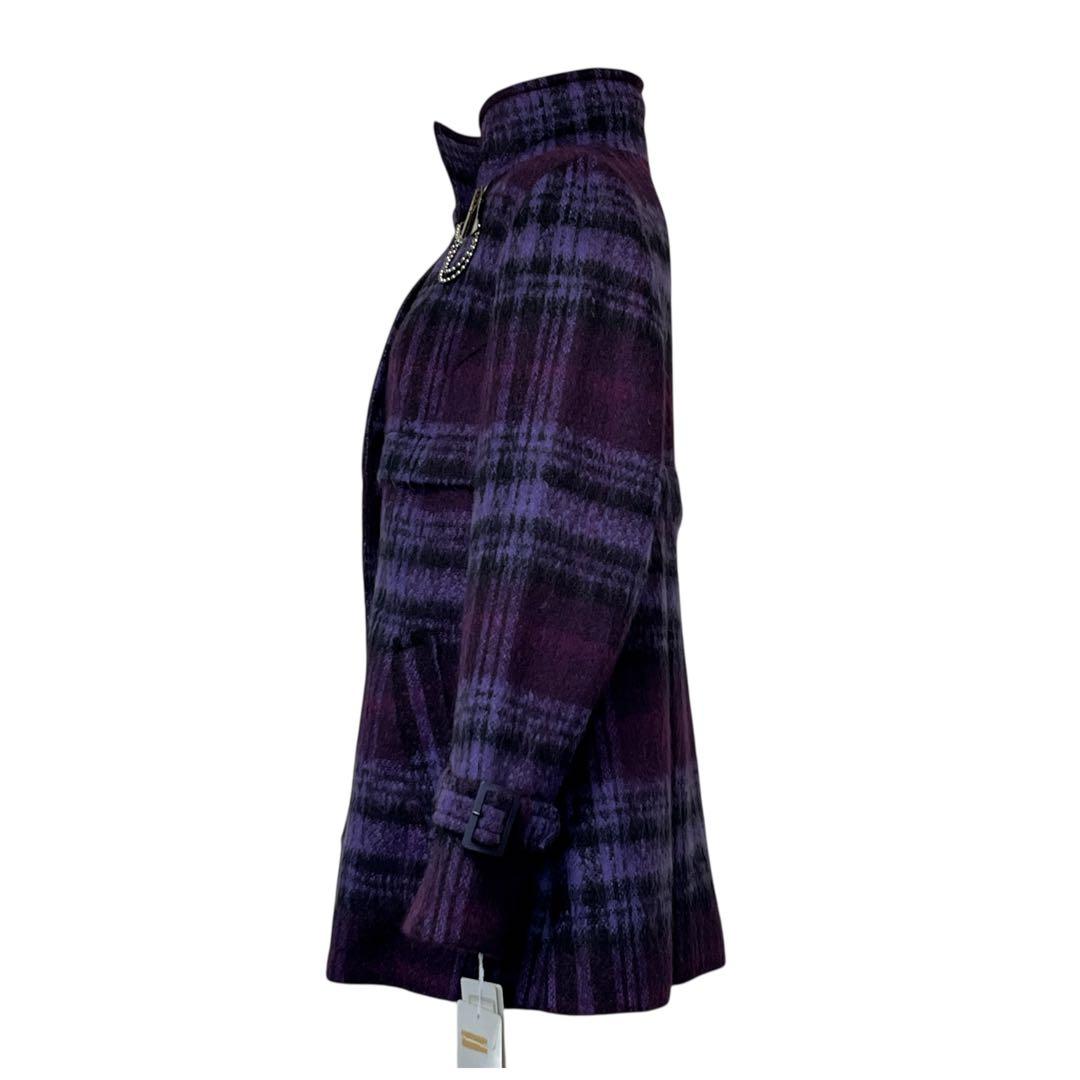 【新品】JUNO ジャケットコート　モヘア混　2way パープル　紫　軽量