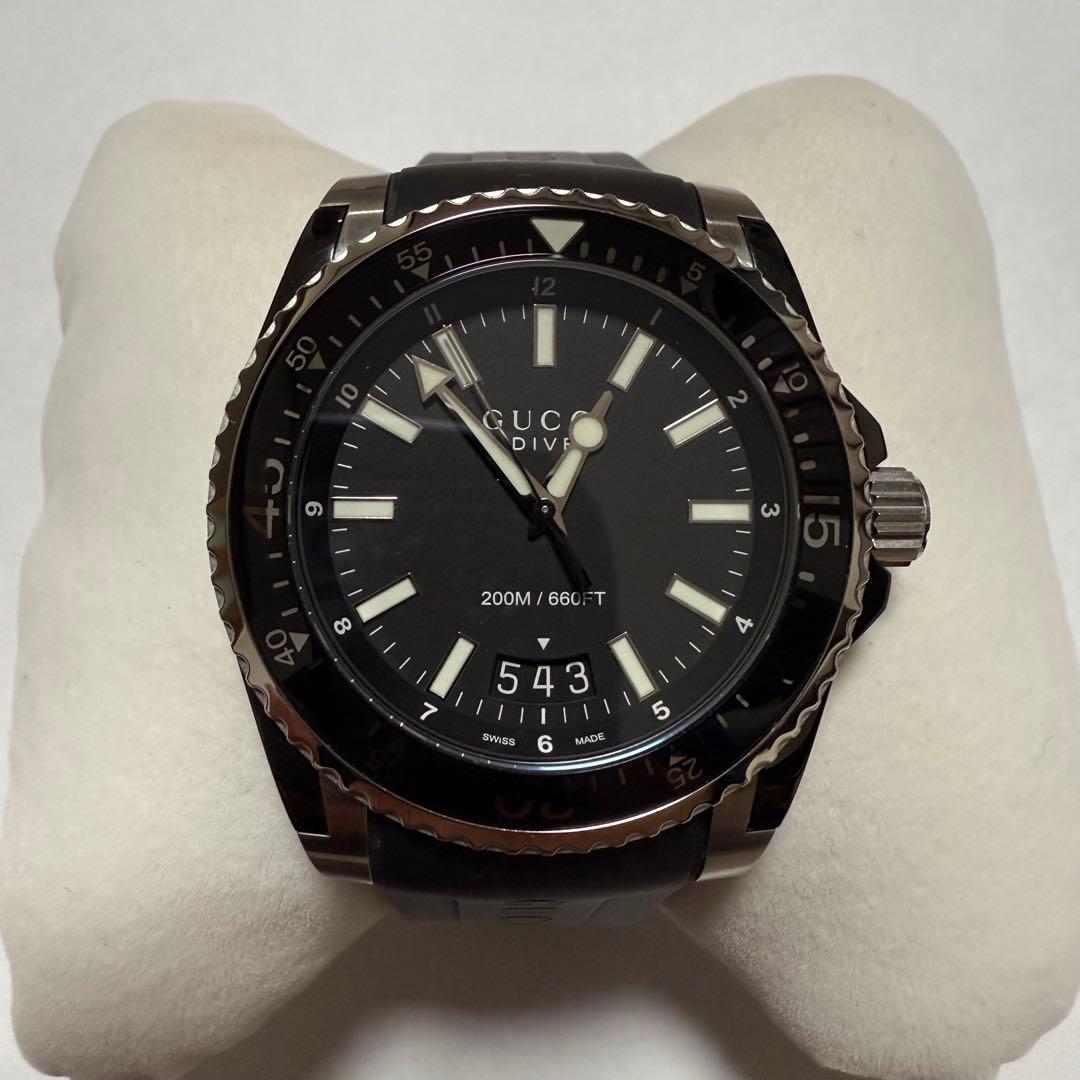 GUCCI Dive ブラック ラバーベルト 200M防水(45mm)