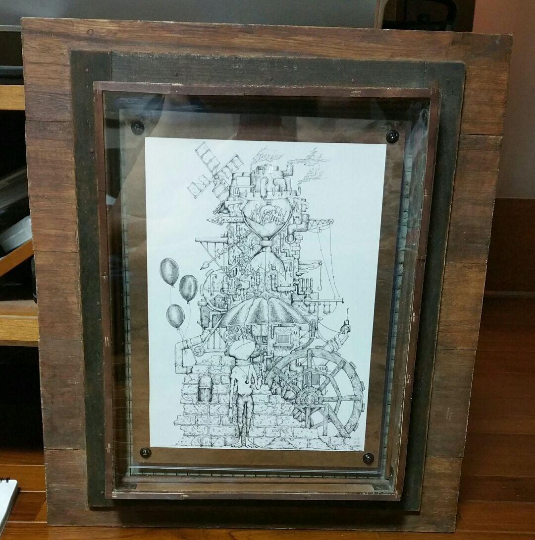 絵画　手作り額縁つき