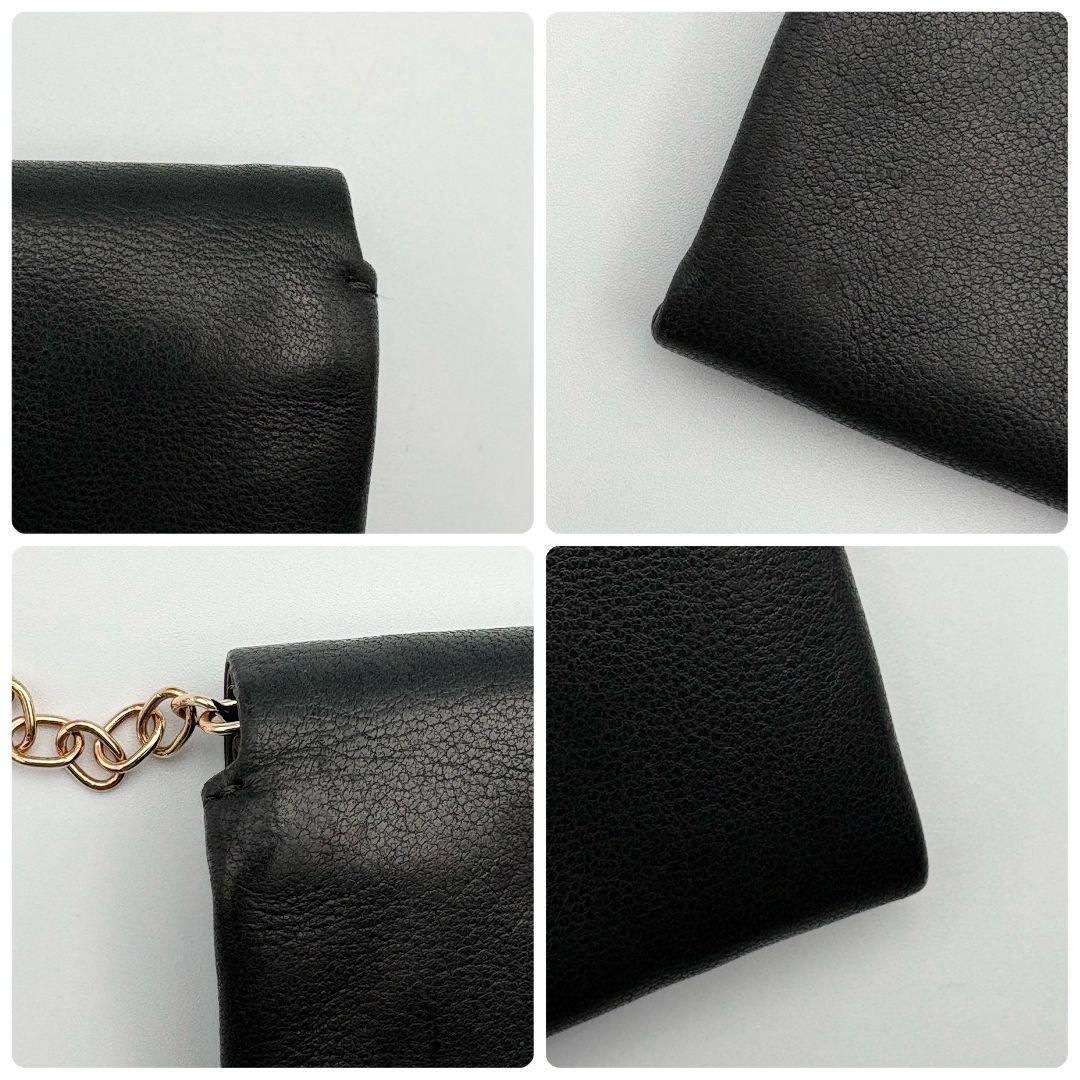 美品　プラダ　ソフトレザー　長財布　ポーチ　ロゴ刻印　ゴールド金具　ダークグレー