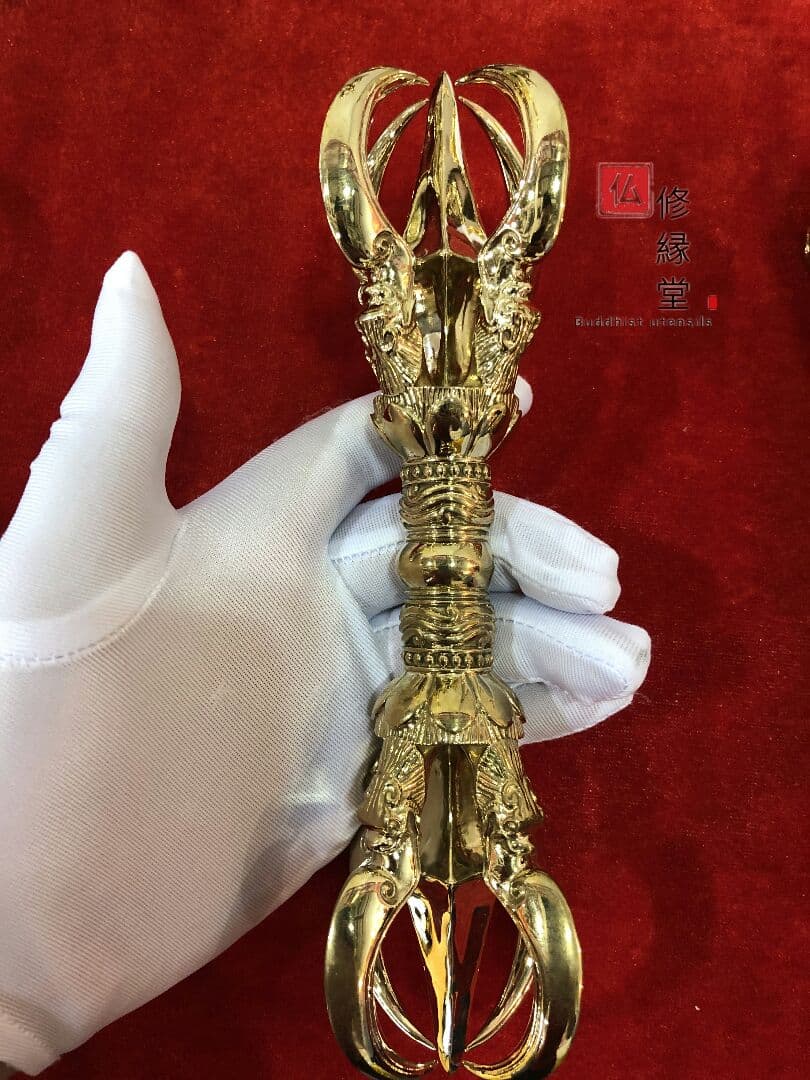 真言宗法具 法器 大理国五鈷杵 金剛杵 真鍮製 21cm