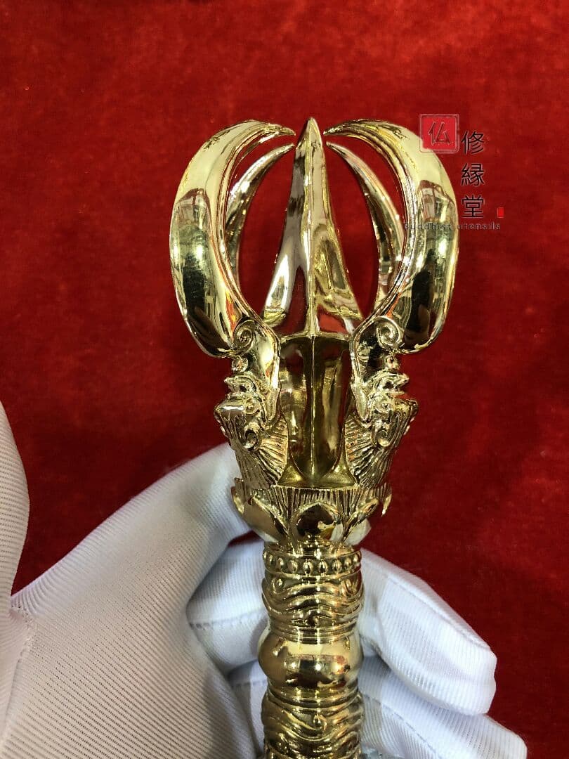 真言宗法具 法器 大理国五鈷杵 金剛杵 真鍮製 21cm