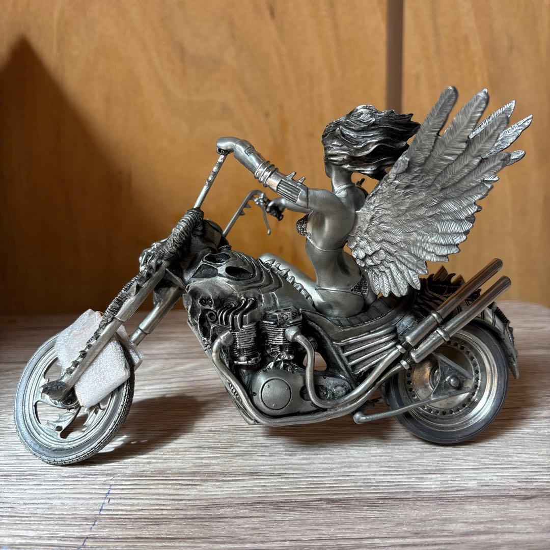 金属製　バイク　天使　フィギュア　模型　ピューター