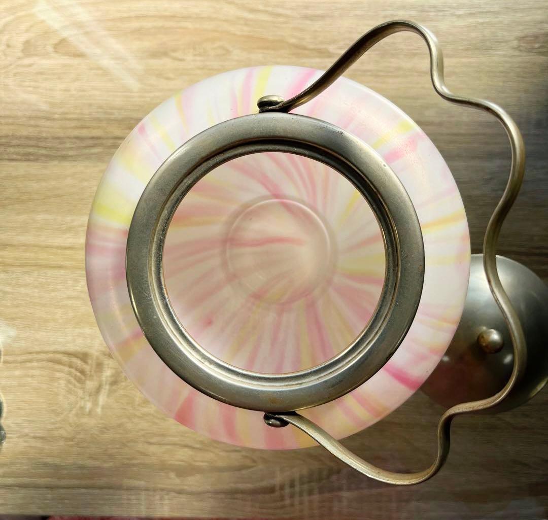 骨董　時代ガラス　パール調ラスター　希少　ドーム型　ビスケットジャー　菓子器