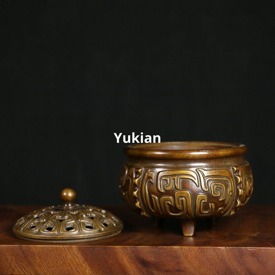 三足竜紋薫香炉 盤香檀銅炉 香道具 装飾品 工芸品 美術品 置物