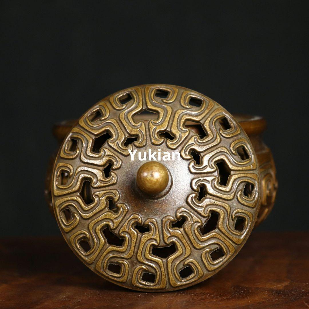 三足竜紋薫香炉 盤香檀銅炉 香道具 装飾品 工芸品 美術品 置物