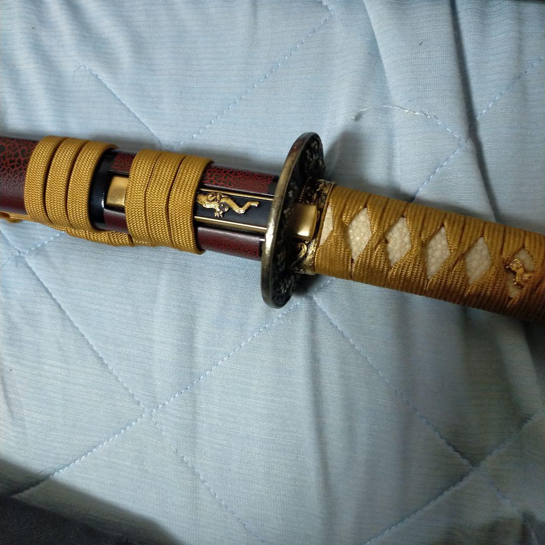 居合刀　模造刀　日本刀　大小二本　刀剣　打刀　脇差　小柄　龍　梵字　彫刻　鮫皮