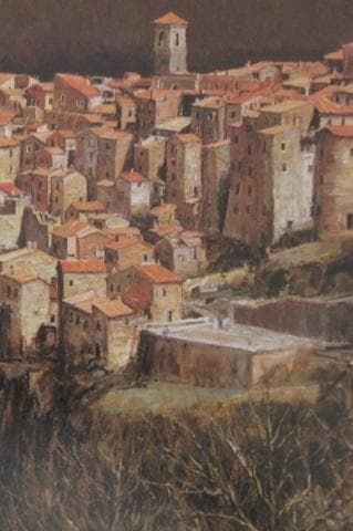 嶋津俊則、【歴世の丘】、希少な額装用画集より、新品額装付、状態良好