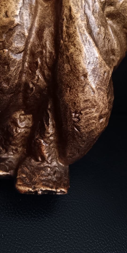 【在銘・芳山?】能楽 三番叟 翁 骨董 ブロンズ像 置物 1066g