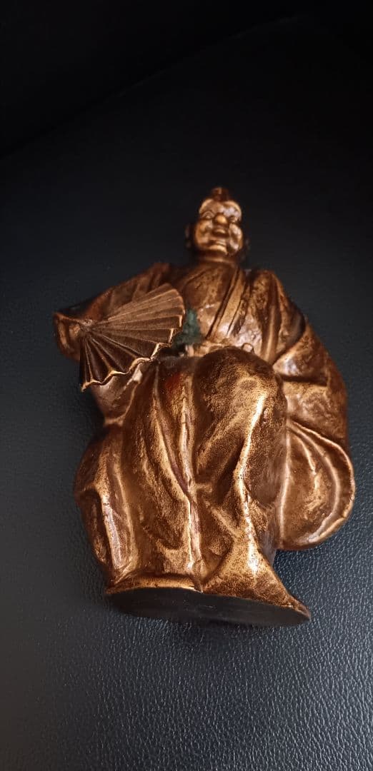 【在銘・芳山?】能楽 三番叟 翁 骨董 ブロンズ像 置物 1066g