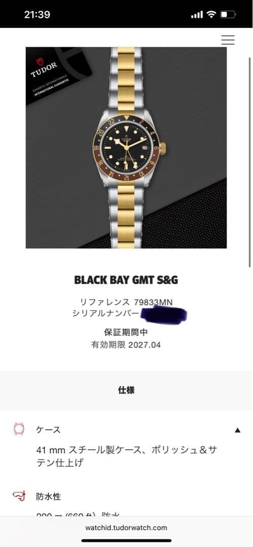 TUDOR ブラックベイGMT S&G