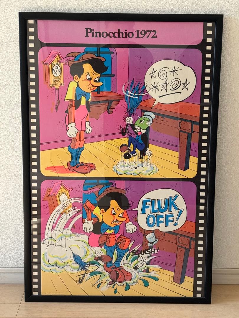 1972年　ビンテージ　ブラックライトポスター　ピノキオ　パロディー　ディズニー