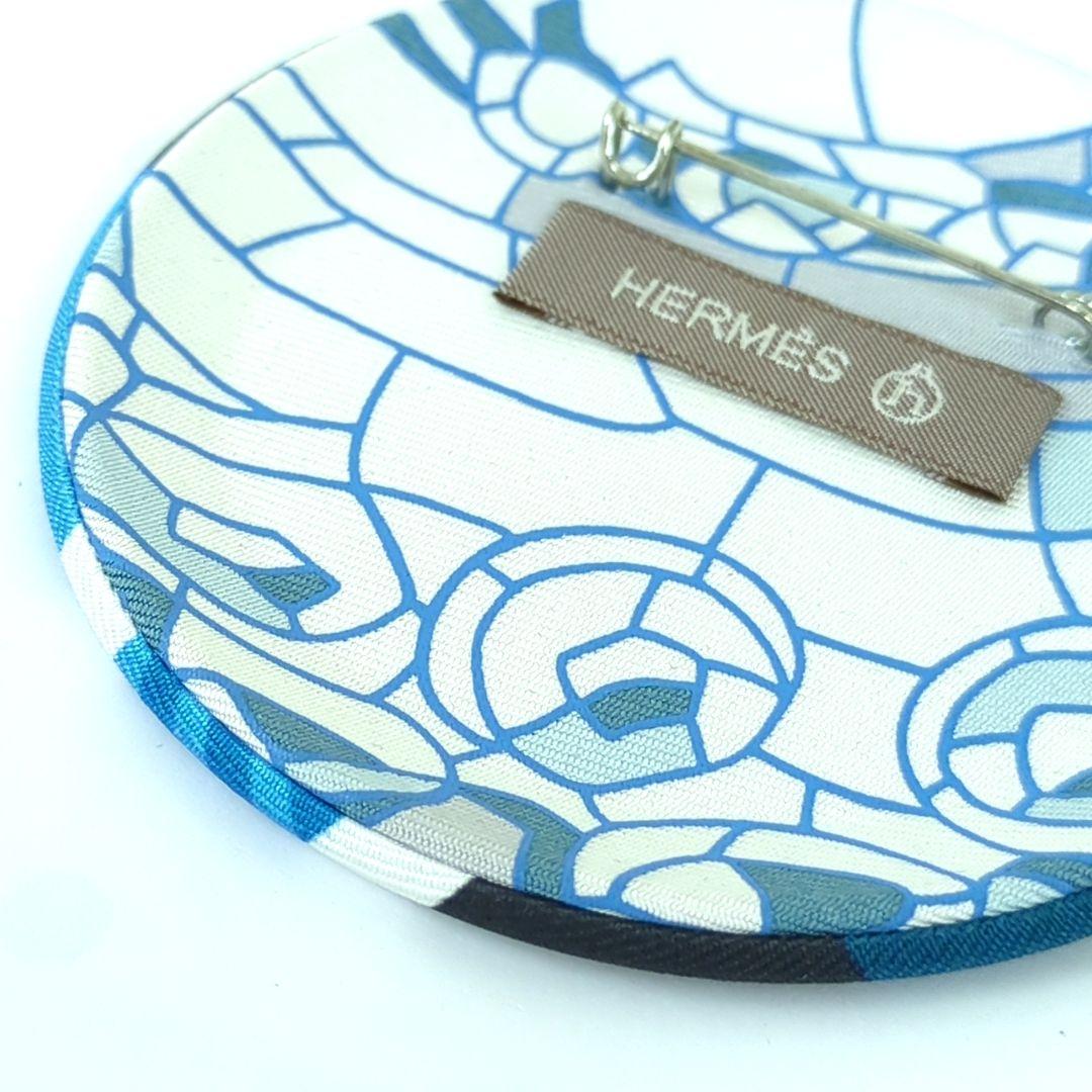 エルメス プティアッシュ シルク ピンブローチ バッジ ブルー ブラック