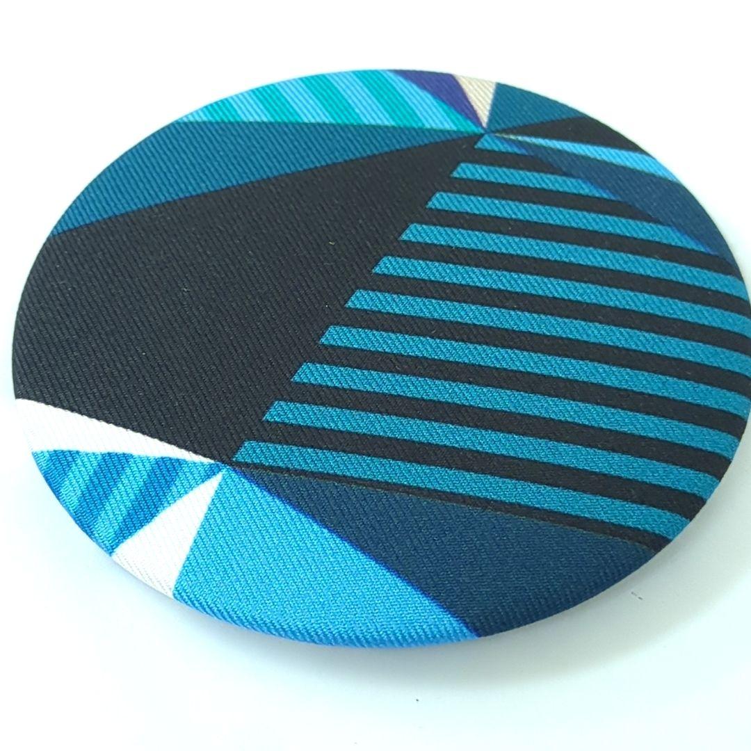 エルメス プティアッシュ シルク ピンブローチ バッジ ブルー ブラック