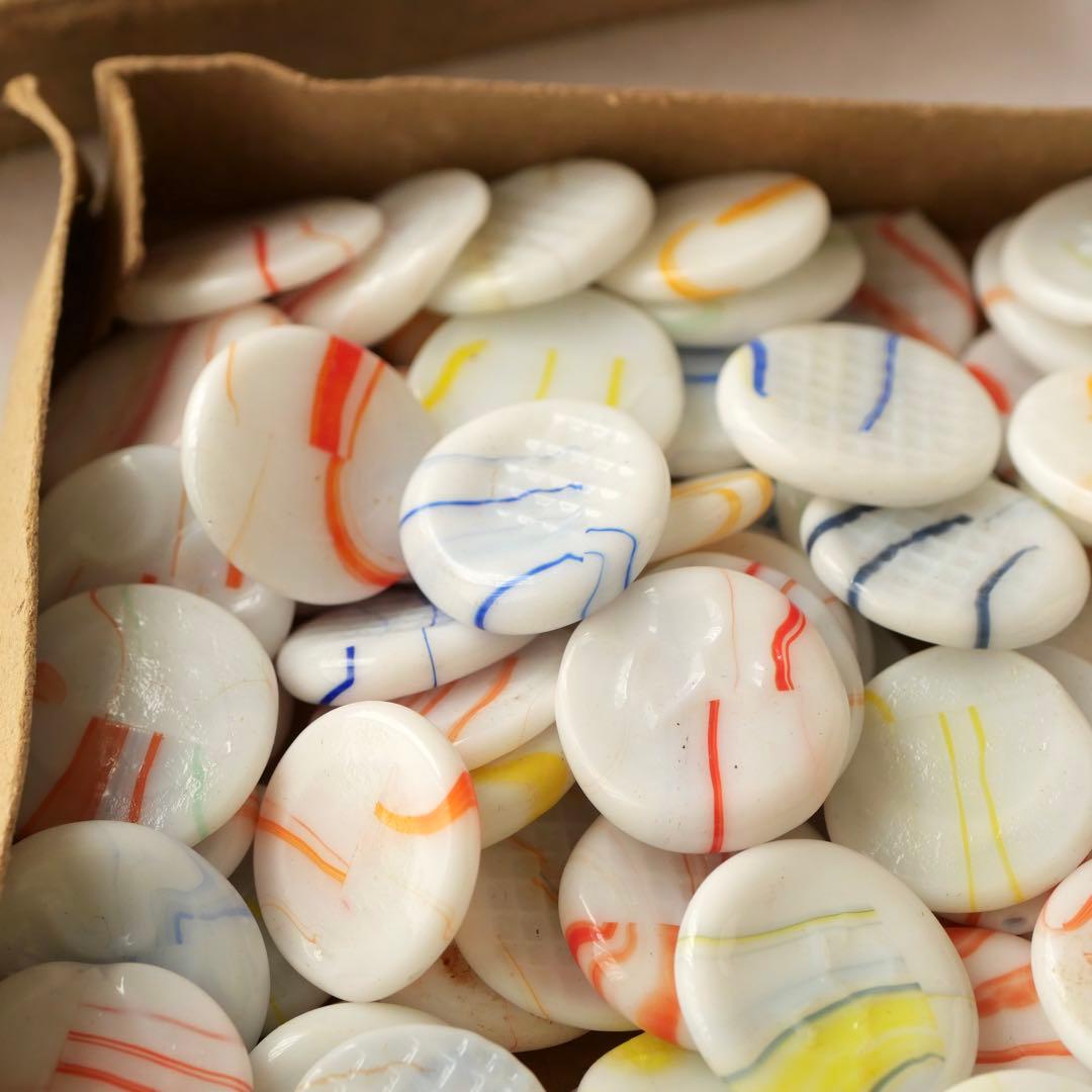 元箱入り乳白色マーブルおはじき 約140枚入り 豆けり 昭和 レトロ