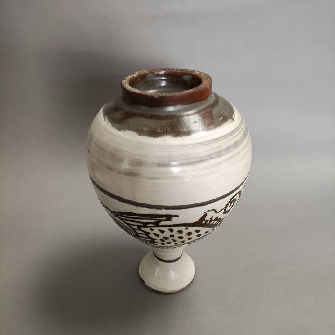 黃圭菫　鶏龍山遊魚文酒瓶　鉄絵徳利　花瓶　花入　李朝