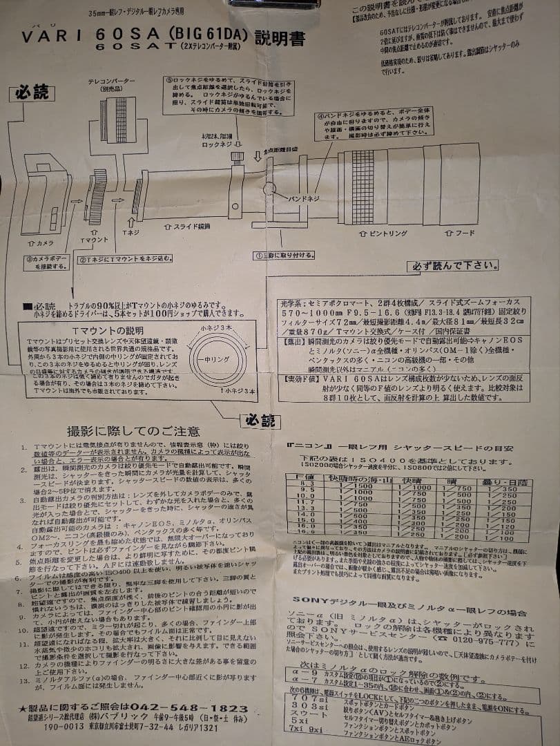 VARI 60SA ズームレンズ Tマウント（キャノンアダプター付き）