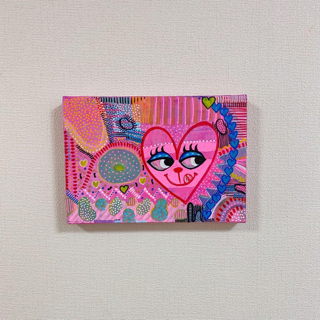 ポップアート、ピンクアート、ハート、絵画、原画、インテリア、現代アート