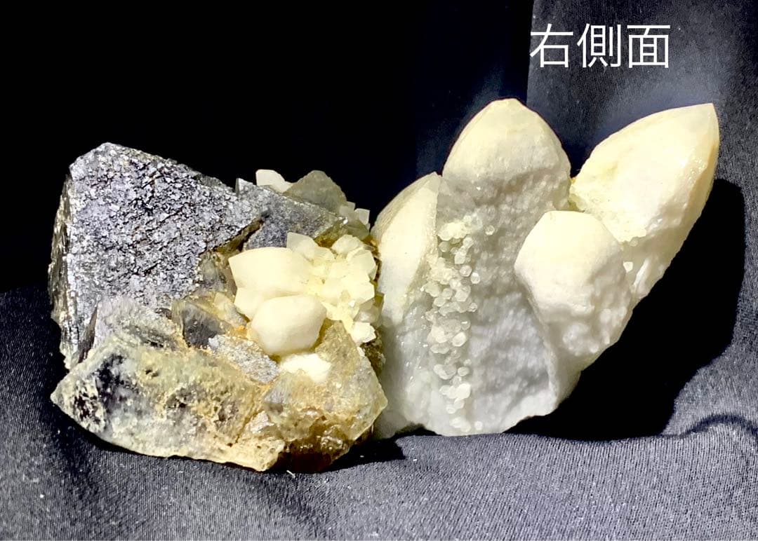 【超希少品・大サイズ】八面体蛍石＆キャンドルクォーツ　共生鉱物