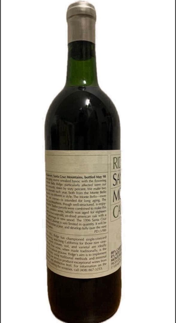 リッジ 1996 サンタクルーズ マウンテンズ カベルネ ヴィンテージワイン 赤