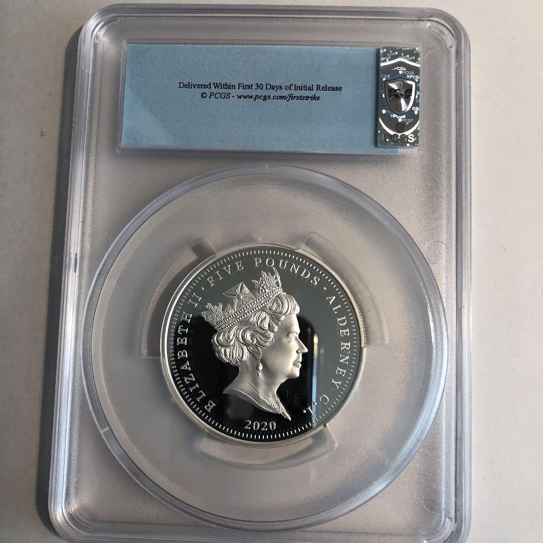 2020年オルダニースリーグレイセス2オンス5ポンド銀貨ファーストストライク