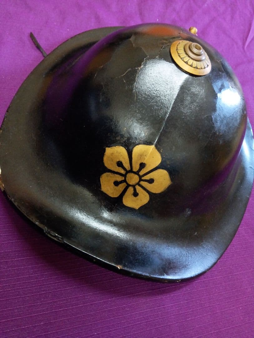 江戸時代中期〜幕末期頃上級武家時代本歌八幡座付桔梗御家紋入大名陣笠当時物難有り品