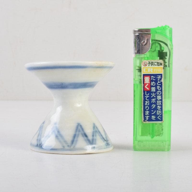 茶道具　京焼　河合瑞豊作　染付　千切蓋置　共布共箱　V　8804