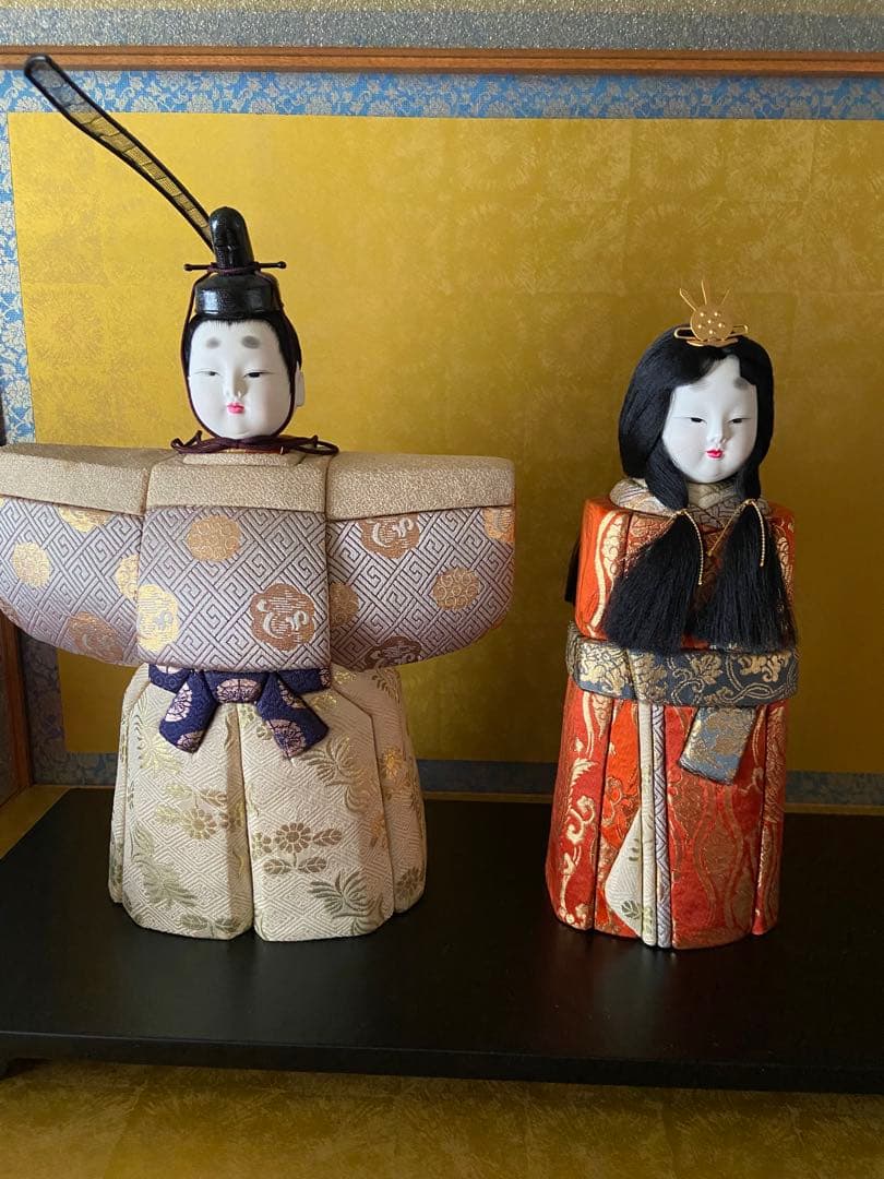 お雛様　木目込み　立ち雛　ガラスケース付き