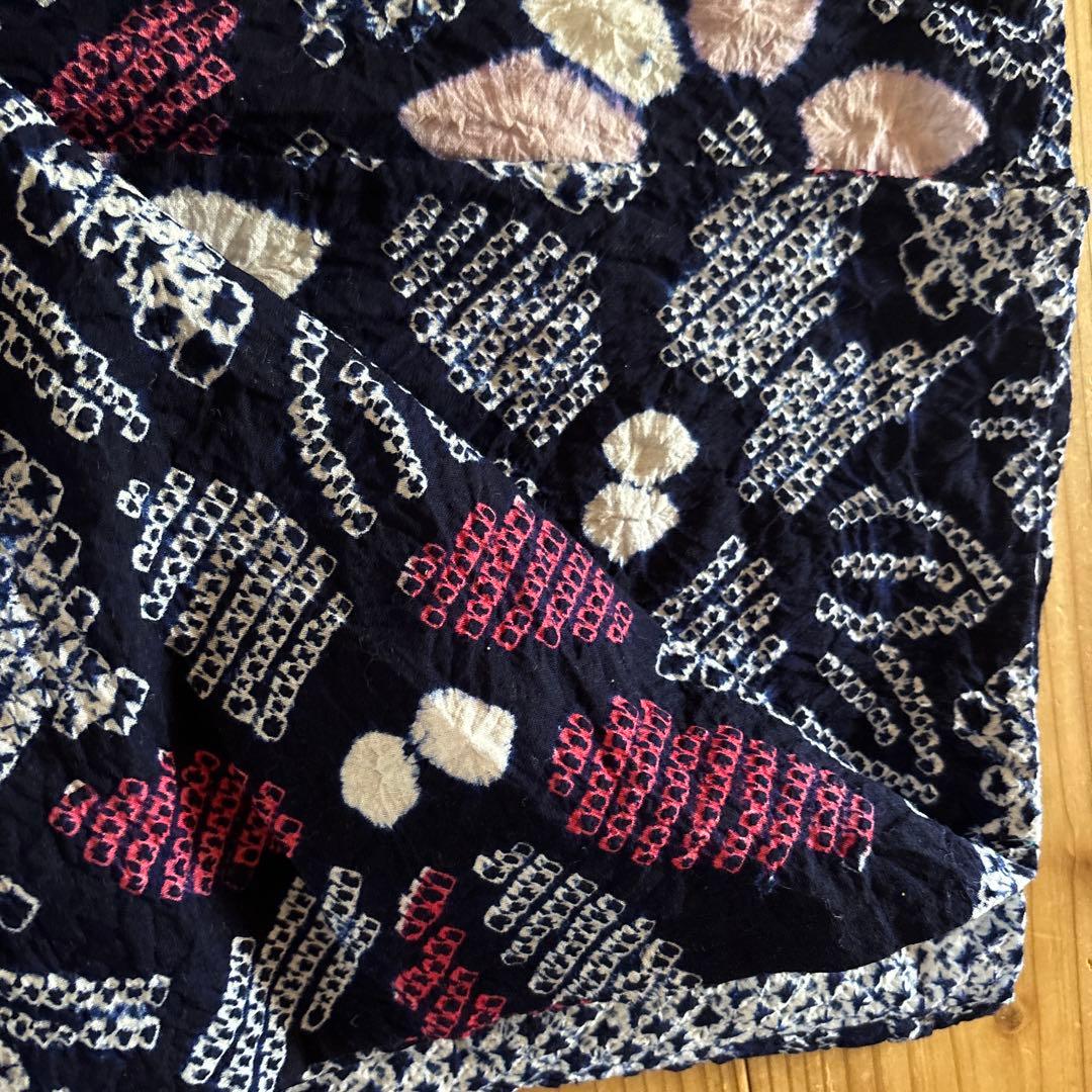 【SALE】有松鳴海絞り浴衣 花繋ぎ 手縫い 身丈153.5 藍染 絞り 浴衣