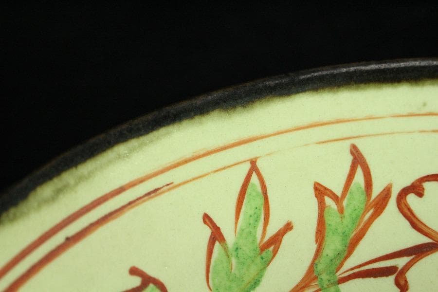 中国美術 赤絵 草花紋 碗 古美術 唐物 茶道具伝来(K-YC513)