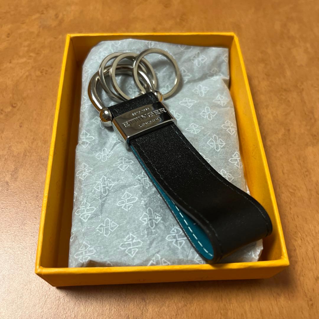 【未使用】ETTINGER キーリング・キーホルダー 3連 黒