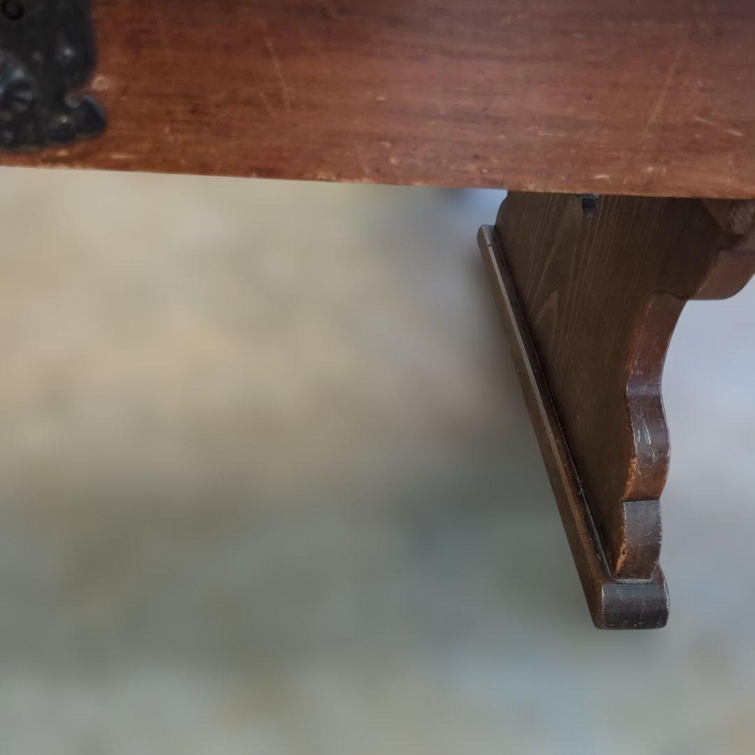 骨董 文机 机 テーブル 木製 引き出し 飾り台　金具 机 台 レトロ